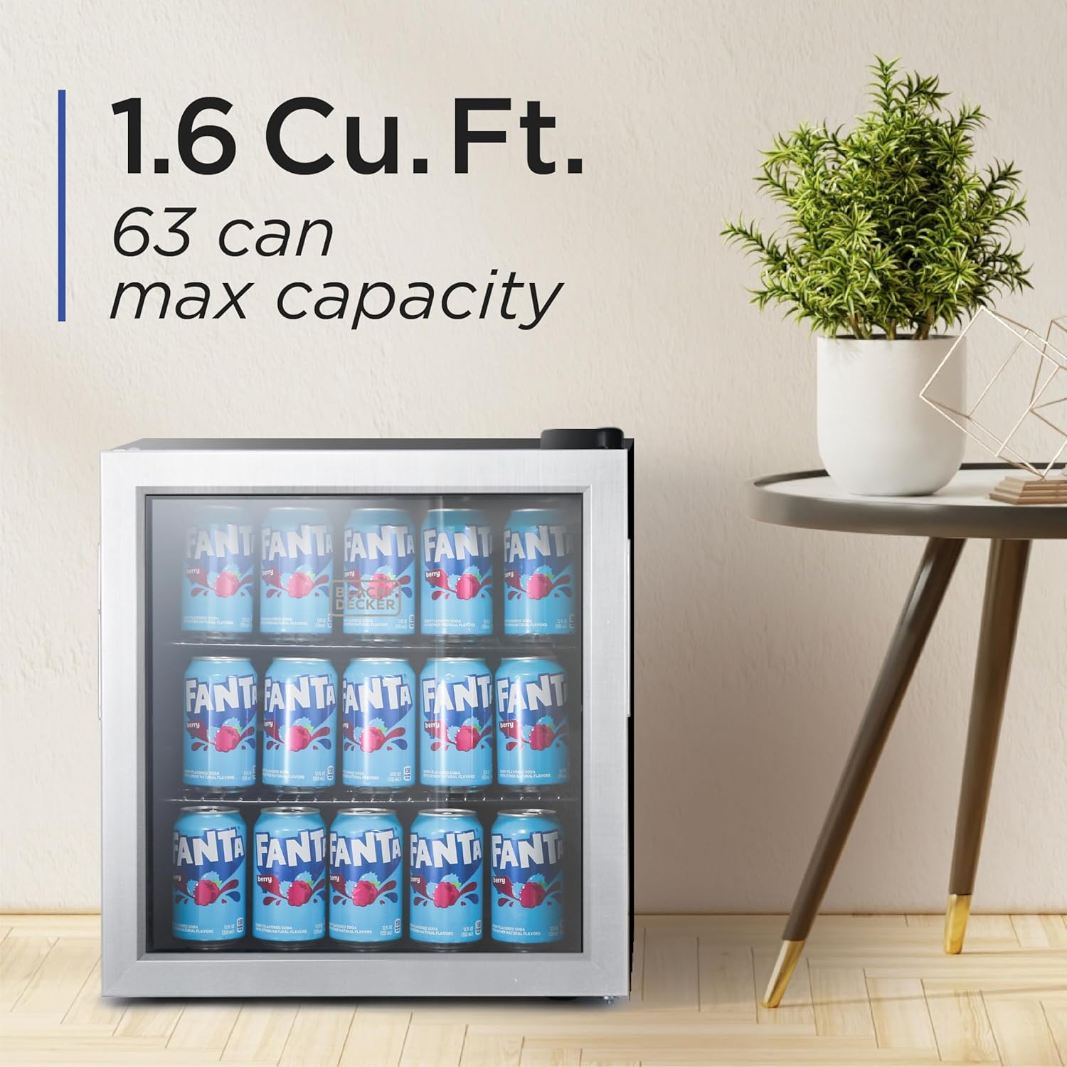 1.7 Cu. Ft. Beverage Cooler, Beverage Fridge with Double Pane Glass Door