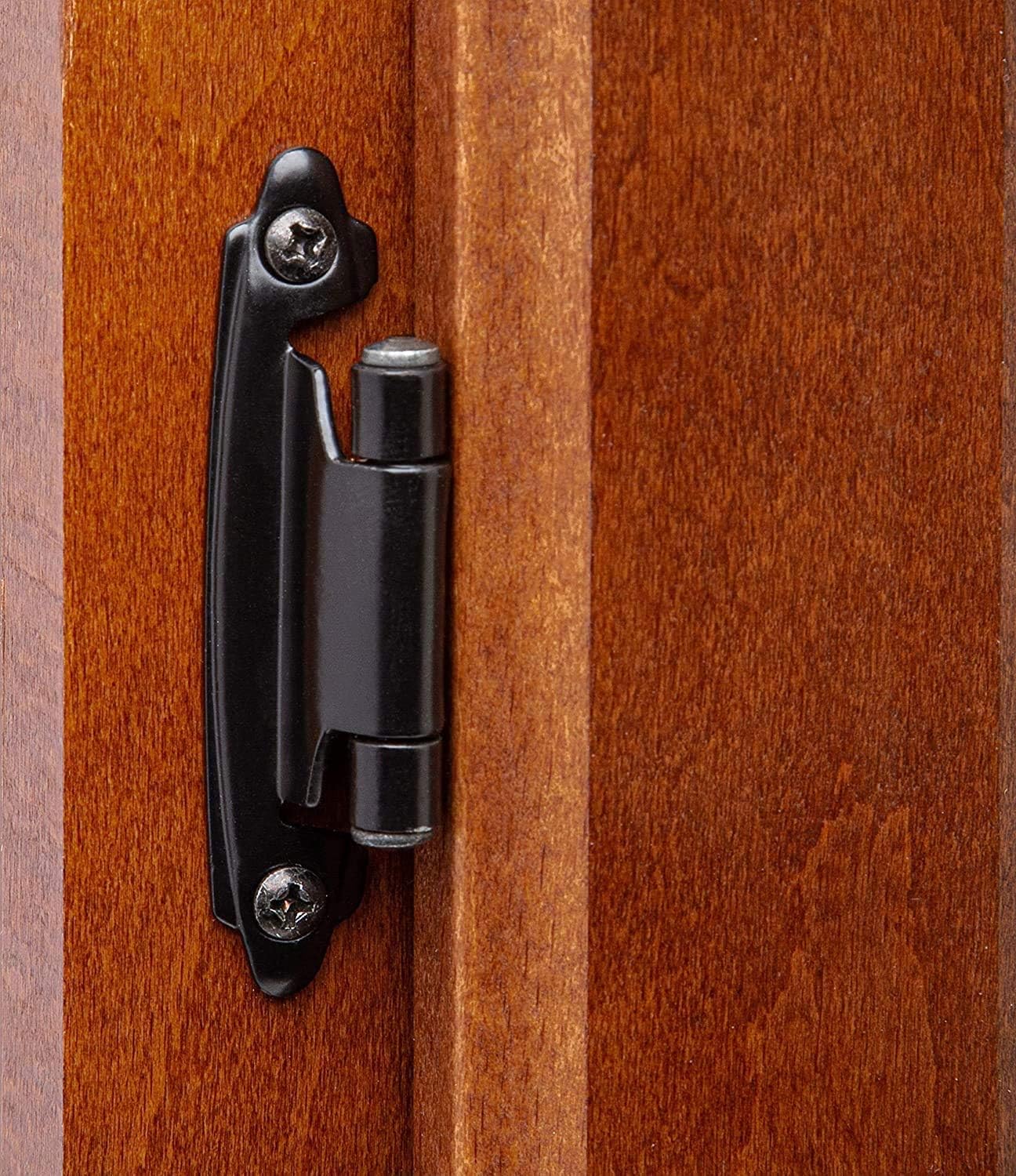 1/2" Overlay Matte Black Cabinet Hinges (5 Pair -10 Pcs) Self Closing Bath & Kitchen Cabinet Hinges Black Flush Mount