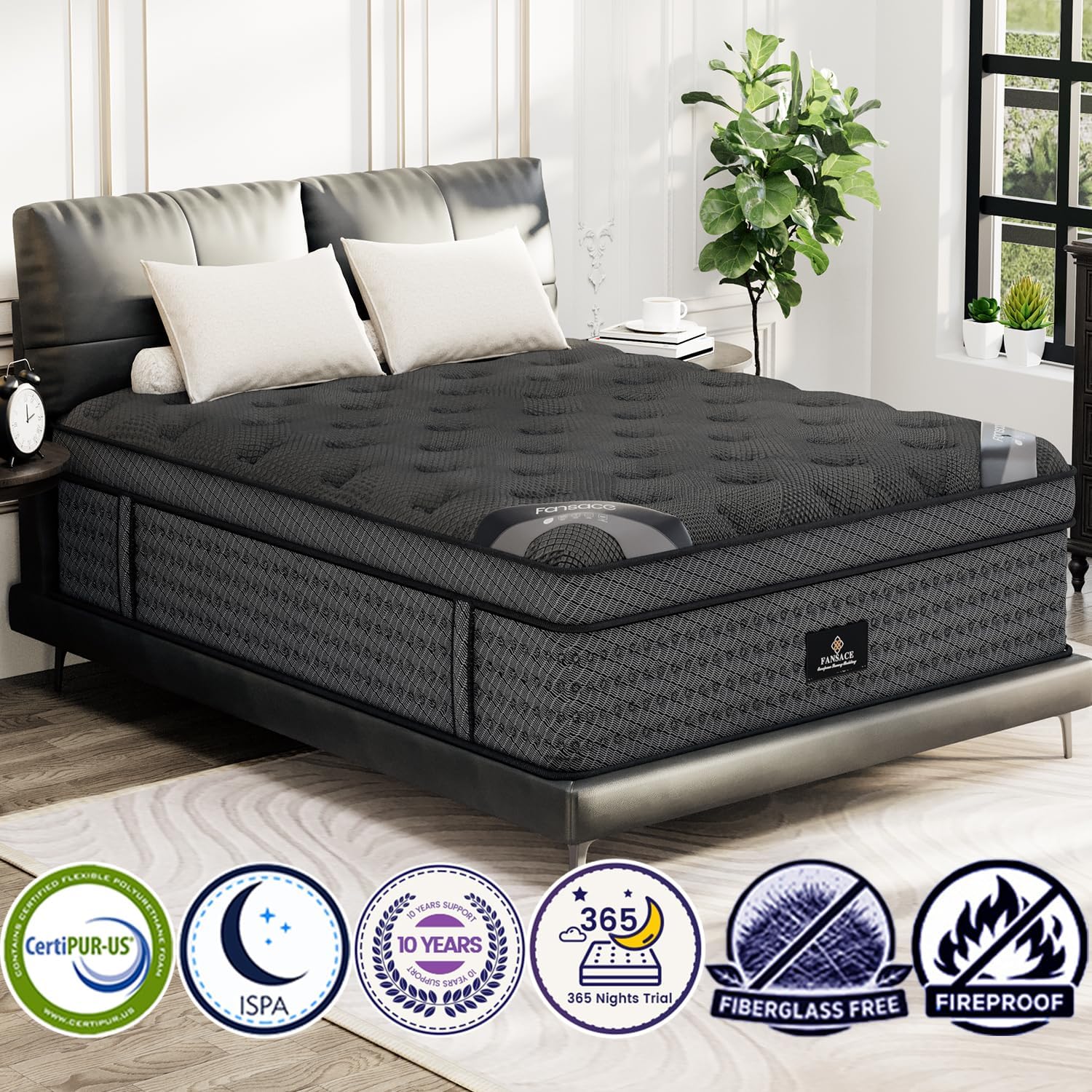 (High-End Upgraded) Luxury 18 Inch King Size Hybrid Mattress in a Box | with Gel Memory Foam & Pocket Springs, 7-Zone