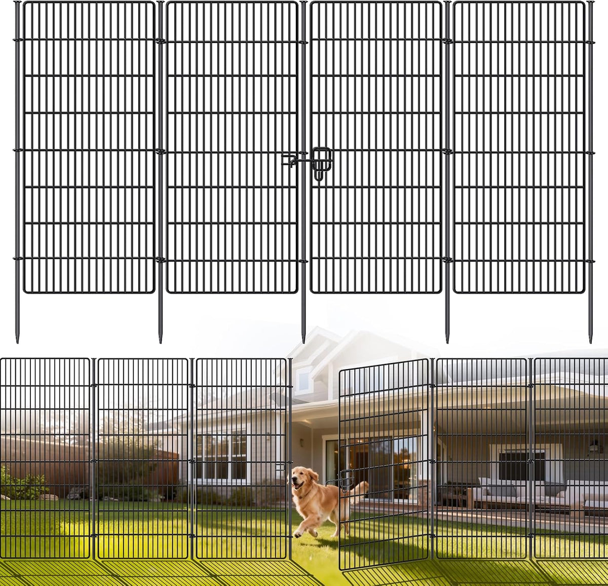 10 Panels No Dig Decorative Garden Fence - 48 in (H) x 21 ft (L), Tall Garden Fences - Dog Fence Outdoor for Yard