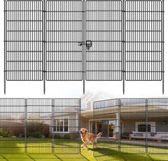 10 Panels No Dig Decorative Garden Fence - 48 in (H) x 21 ft (L), Tall Garden Fences - Dog Fence Outdoor for Yard