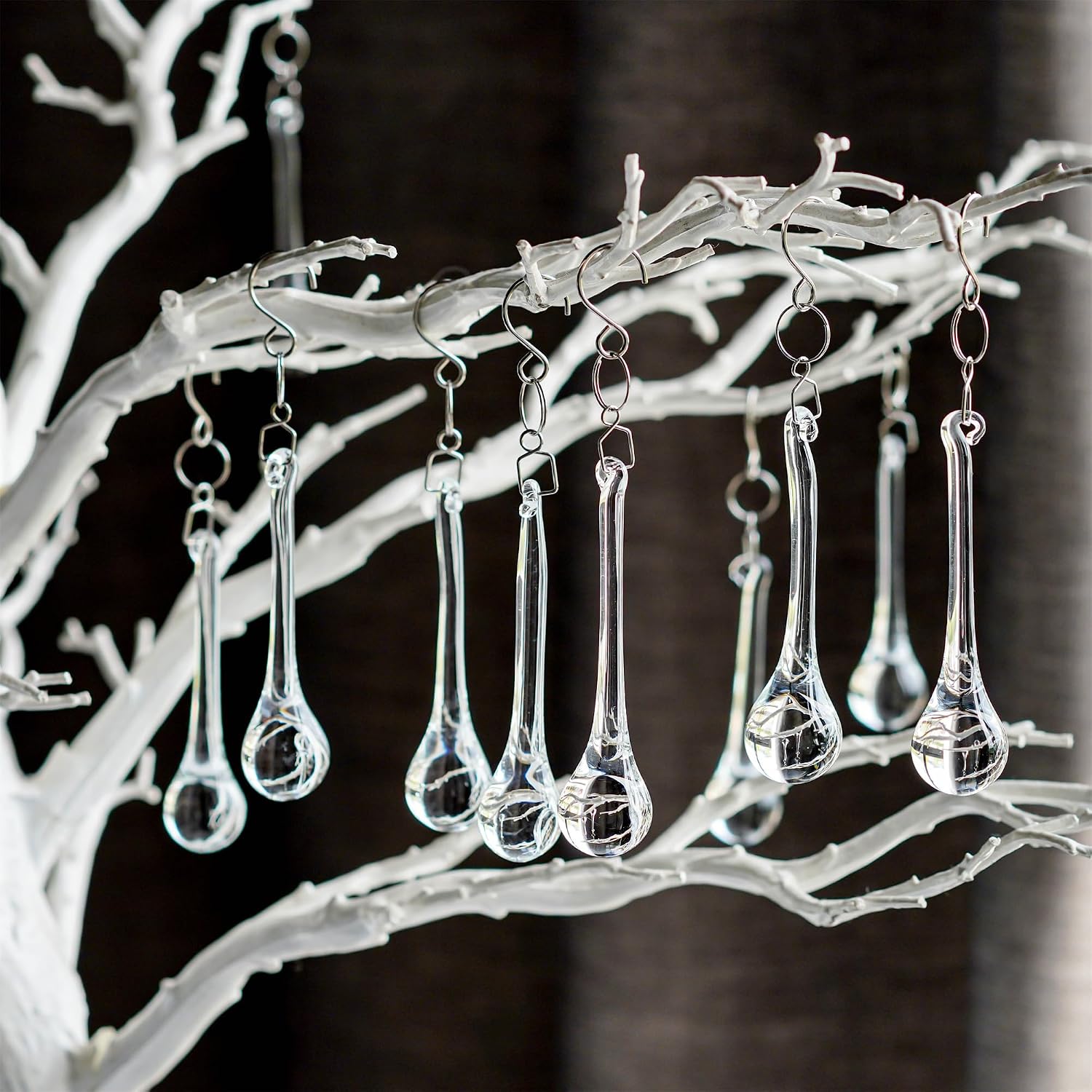 10 Pcs Crystal Teardrop Prism Suncatcher Christmas Tree Hanging Decor - Clear Crystal Teardrop Prism Suncatcher