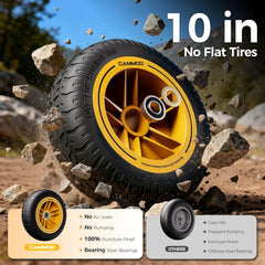 10-in NO-Flat Tires 600lb Garden Dump Cart 4 Cu.Ft. Wheelbarrow | Garden Wagon Quick-Release Dumping Garden Cart