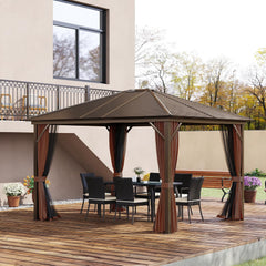 10' x 12' Hardtop Gazebo with Curtains and Netting