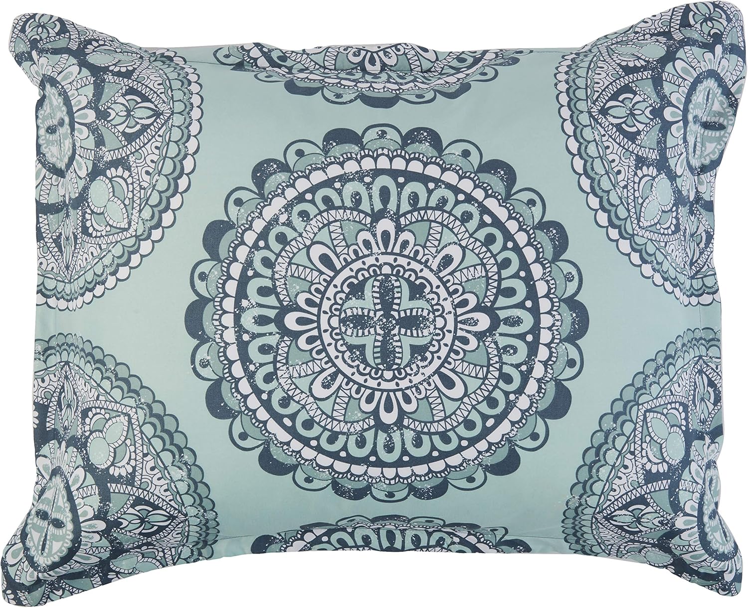 10-Piece Bed-in-a-Bag Comforter Set, Soft, Lightweight Microfiber, Full/Queen, Sea Foam Medallion