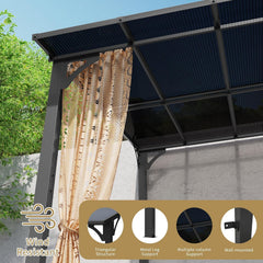 10'x 8' Gazebo on Clearance,Hard Top Lean to Gazebo Pergola with UV Protection Roof,Large Wall-Mounted Heavy Duty