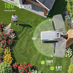100 FT x 1/2 Inch Retractable Garden Hose Reel for Garden Watering | Any-Length Lock, 10-12s Auto Rewind, 10 Spray
