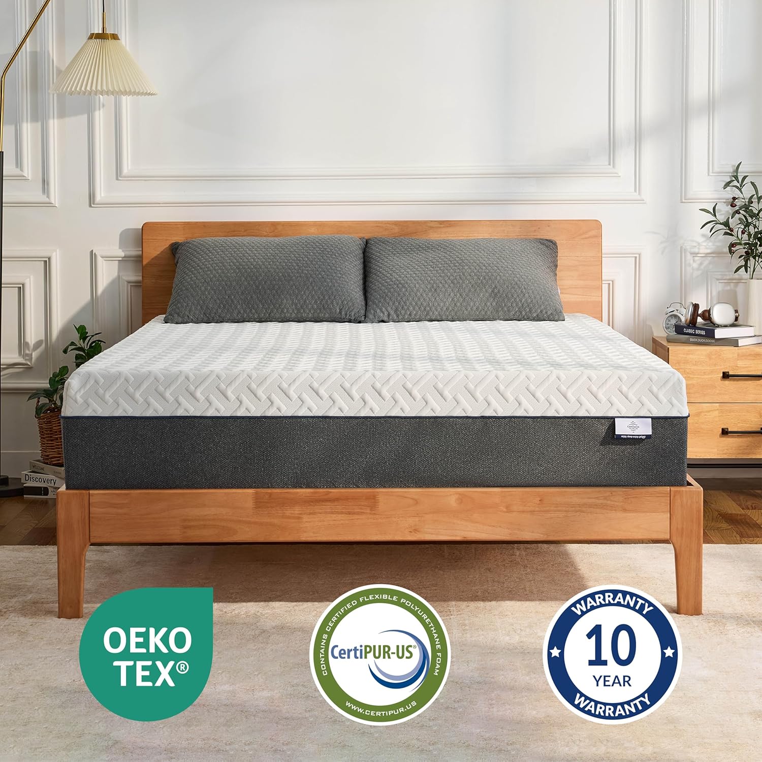 10 Inch Queen Size Mattress,Green Tea Gel Memory Foam,Medium Firm | Cool Night Sleep,Back Pain Relief,Enhanced