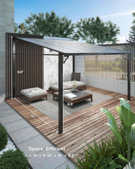10 ft x 10 ft Lean to Gazebo, Hardtop Wall Pergola with Polycarbonate Roof
