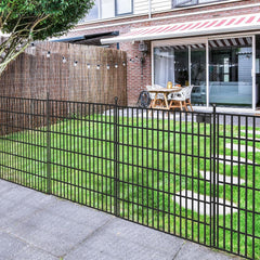 10 Panels No Dig Garden Fence with Gate, 32 in(H) X24.2 ft(L) Metal Fence Panels, Thickened Rustproof Garden Fencing