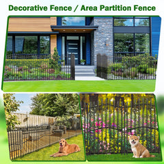 10 Panels Tall No Dig Garden Fence - 40in H x 22.5ft L, Reinforced Square Tube Rustproof Animal Barrier, Decorative