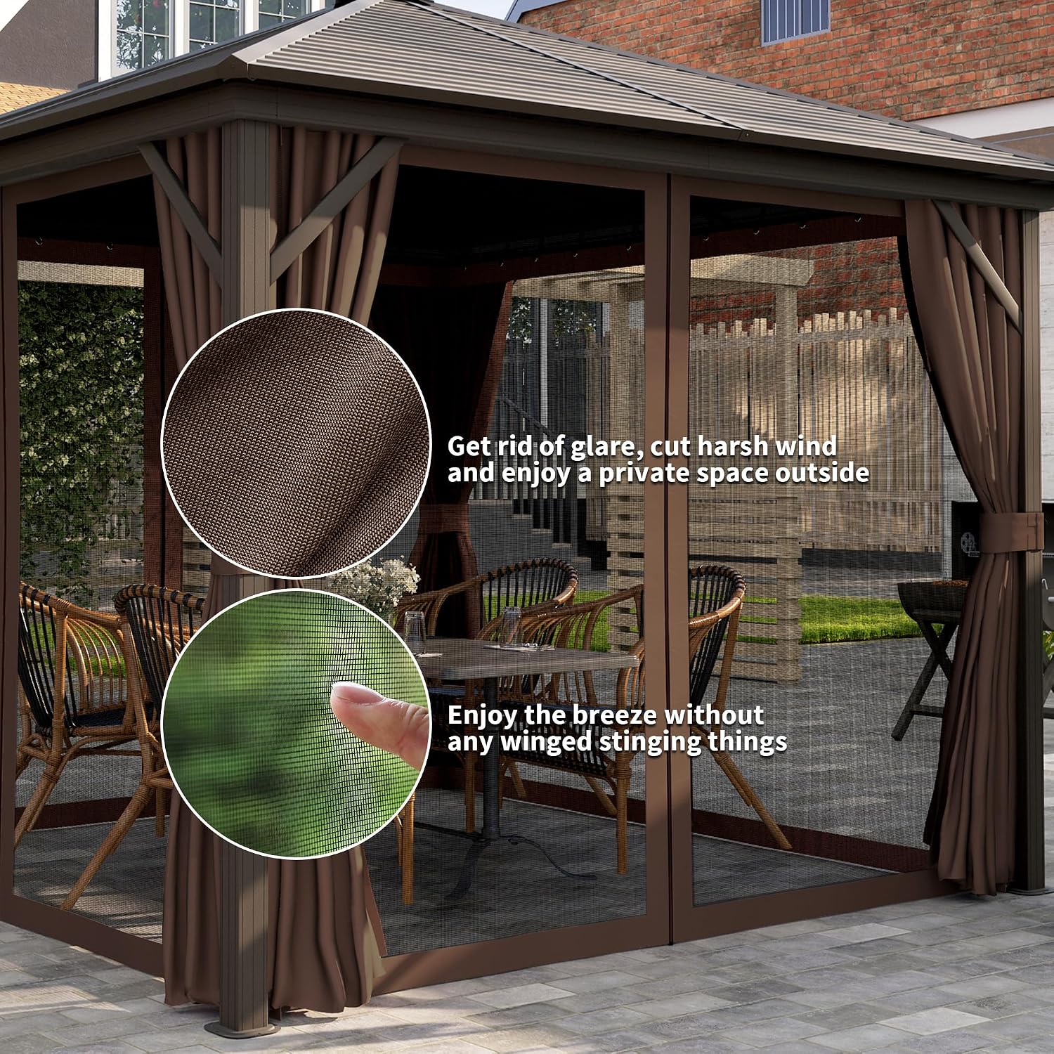 10' x 10' Hardtop Gazebo Canopy with Galvanized Steel Roof, Aluminum Frame