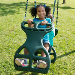 04-0037-G Dual Ride Glider Back-to-Back Tandem Swing, Green, Green Plastic Coated Chains, Multi-Child Swing