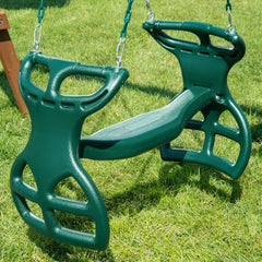 04-0037-G Dual Ride Glider Back-to-Back Tandem Swing, Green, Green Plastic Coated Chains, Multi-Child Swing